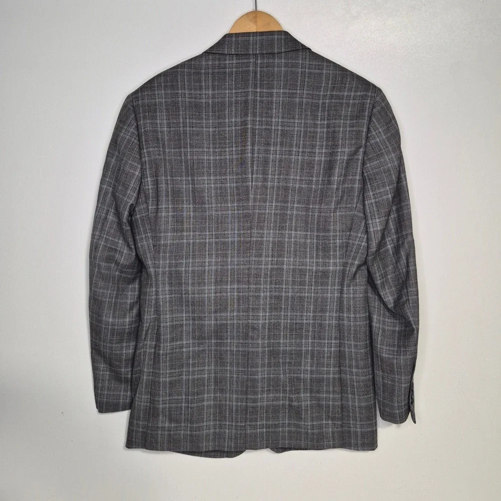 Pronto Uomo Platinum Blazer Mens 38R Gray Plaid Wool Blend Two Button Sport Coat